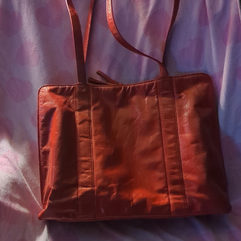 latico Deep Red Leather Tote with Shoulder Straps